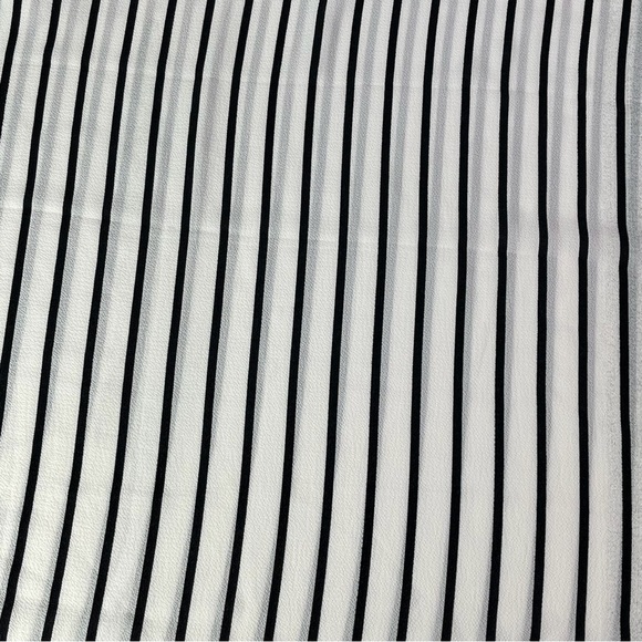 Black and White Striped Sheer Crepe de Chine Fabric - Picture 2 of 2